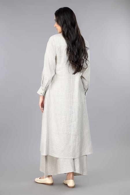 Gothilo Natural Linen Shirt Style Kurta & Palazzo Set 