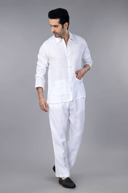 Gothilo_White Linen Frost Loungewear Set _Online_at_Aza_Fashions
