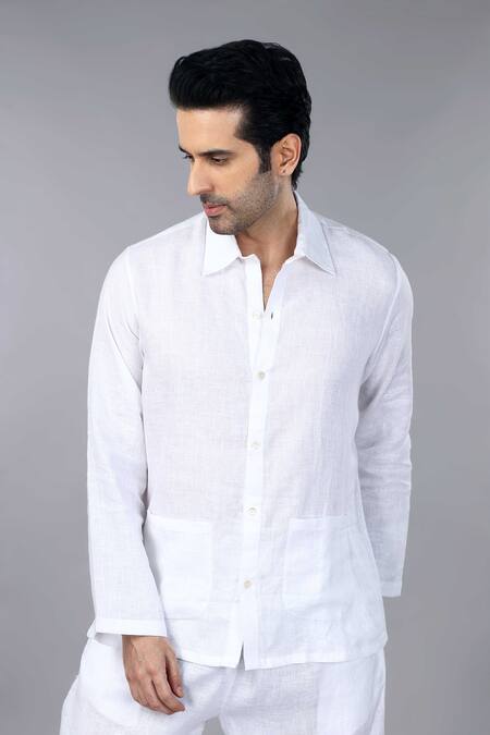 Gothilo_White Linen Frost Loungewear Set _at_Aza_Fashions