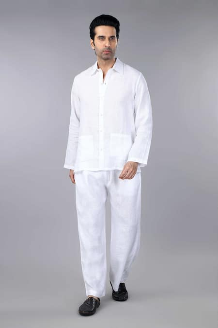 Gothilo Frost White Linen Loungewear Set 