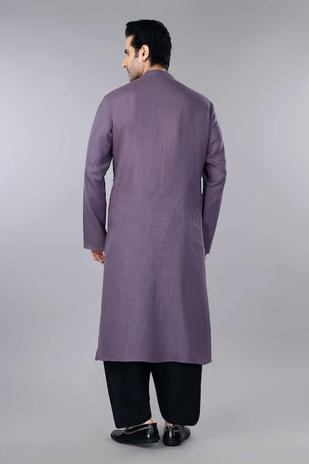 Gothilo Berry Purple Linen Shervani Kurta & Salwar Set 