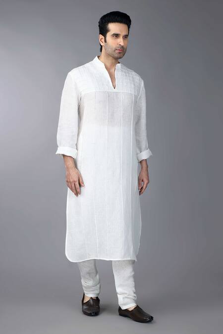 Shop Gothilo Ivory Linen Pintucks Kurta Set Online at Aza Fashions Shop_Gothilo_Ivory Linen Pintucks Kurta Set _Online_at_Aza_Fashions
