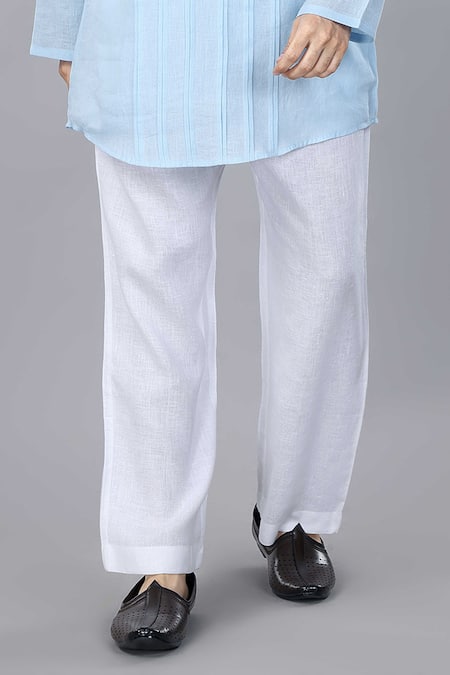 Buy_Gothilo_Blue Linen Iceberg Pintucks Kurta Set _Online_at_Aza_Fashions