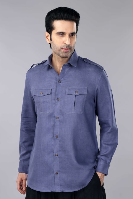 Buy_Gothilo_Slate Linen Grey Pocket Shirt 