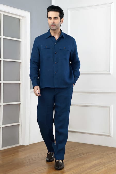 Gothilo Indigo Linen Pocket Shirt 
