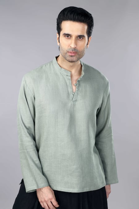 Buy_Gothilo_Green Linen Sage Short Kurta 