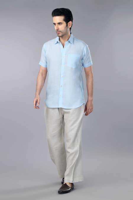 Gothilo Iceberg Linen Half Sleeves Shirt 