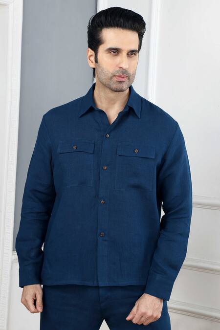 Buy_Gothilo_Blue Linen Indigo Shirt And Trouser Set 