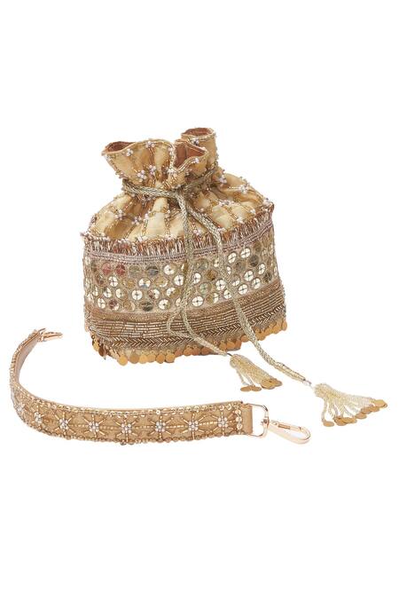 Aloha By PS_Gold Sequins, Beads Potli Bag_Online_at_Aza_Fashions
