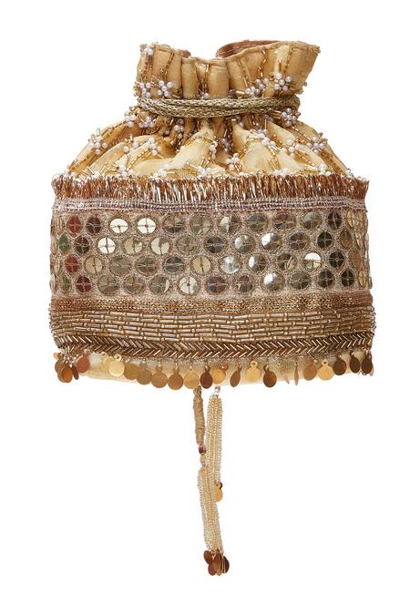 Buy_Aloha By PS_Gold Sequins, Beads Potli Bag_Online_at_Aza_Fashions