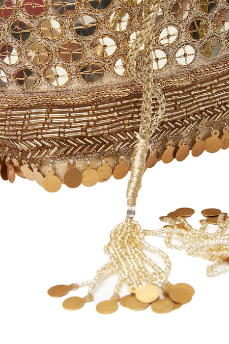 Aloha By PS_Gold Sequins, Beads Potli Bag_at_Aza_Fashions