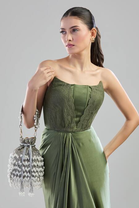 Aloha By PS_Silver Pearls, Sequins Embroidered Tassel Potli Bag_Online_at_Aza_Fashions