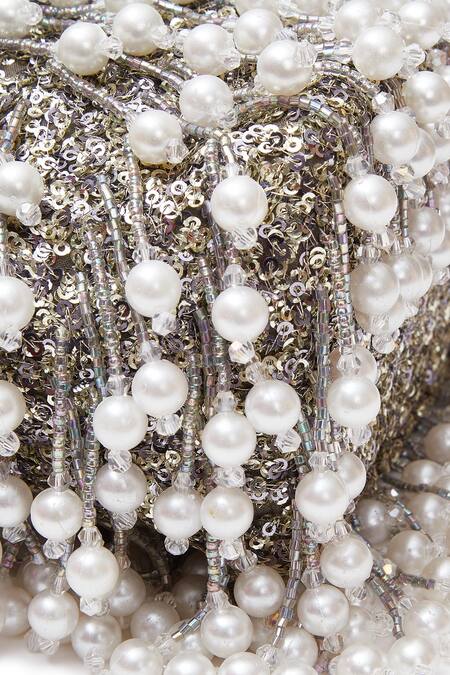 Buy_Aloha By PS_Silver Pearls, Sequins Embroidered Tassel Potli Bag