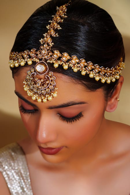 Buy Zevar By Geeta Gold Plated Kundan Polki Mathapatti Online at Aza Fashions Buy_Zevar By Geeta_Gold Plated Kundan Polki Mathapatti _Online_at_Aza_Fashions