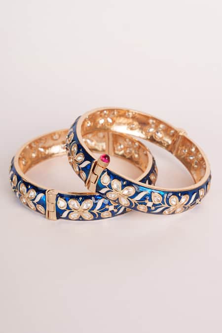 Zevar By Geeta Blue Meenakari Kundan Bangles 
