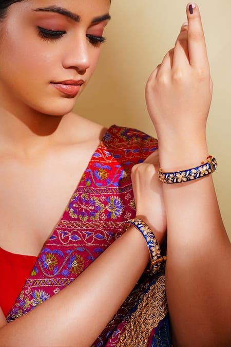Zevar By Geeta Blue Meenakari Kundan Bangles 