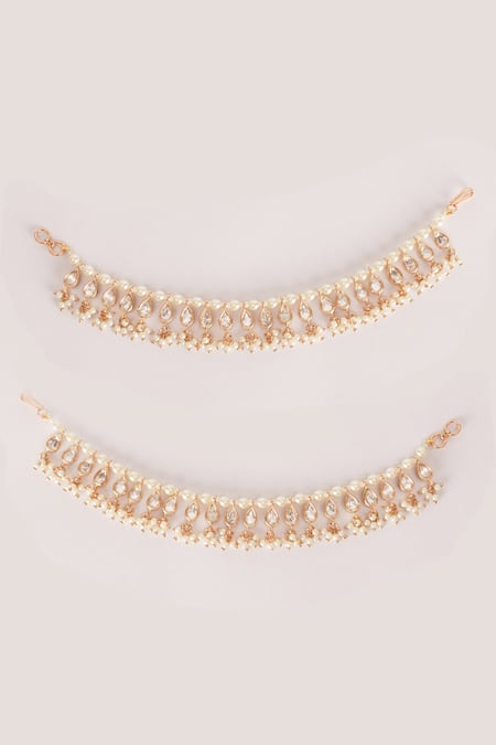 Zevar By Geeta Kundan Polki Pair of Ear Chains 