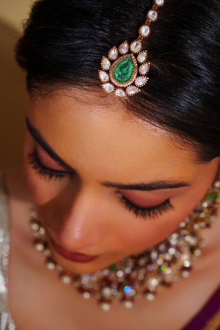 Buy_Zevar By Geeta_Gold Plated Diamonds, Pearls Dramatic Kundan Necklace Set _Online_at_Aza_Fashions