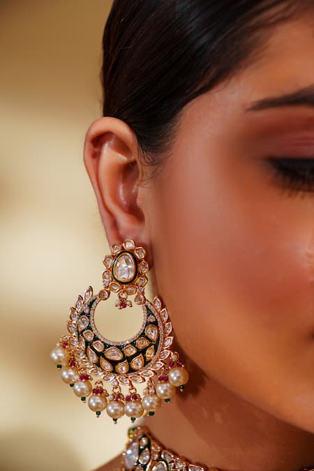 Zevar By Geeta_Gold Plated Pearls Kundan Necklace Set  _Online_at_Aza_Fashions