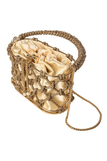 Nazaakat By Samara Singh Gold Beads Ruby Bucket Bag Online at Aza Fashions Nazaakat By Samara Singh_Gold Beads Ruby Bucket Bag _Online_at_Aza_Fashions