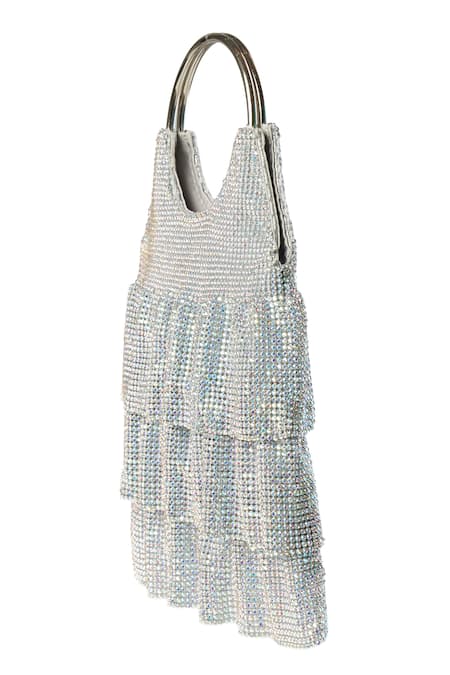 Nazaakat By Samara Singh Silver Rhinestones Handbag at Aza Fashions Nazaakat By Samara Singh_Silver Rhinestones Handbag _at_Aza_Fashions