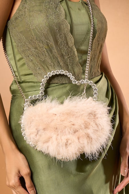 Buy Nazaakat By Samara Singh Gold Rhinestones Faux Fur Cloud Handbag Online at Aza Fashions Buy_Nazaakat By Samara Singh_Gold Rhinestones Faux Fur Cloud Handbag _Online_at_Aza_Fashions