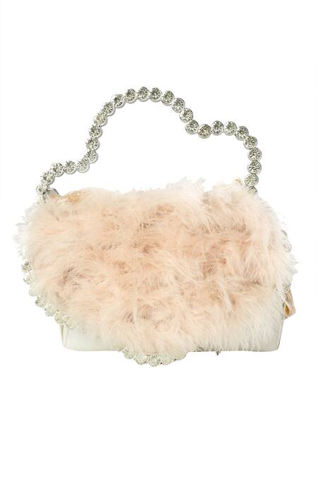 Nazaakat By Samara Singh Gold Rhinestones Faux Fur Cloud Handbag at Aza Fashions Nazaakat By Samara Singh_Gold Rhinestones Faux Fur Cloud Handbag _at_Aza_Fashions