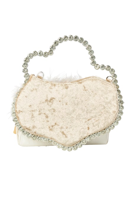 Shop Nazaakat By Samara Singh Gold Rhinestones Faux Fur Cloud Handbag at Aza Fashions Shop_Nazaakat By Samara Singh_Gold Rhinestones Faux Fur Cloud Handbag _at_Aza_Fashions