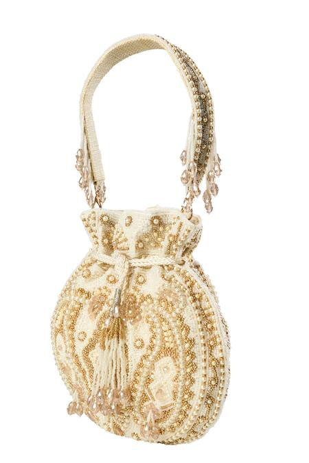 Nazaakat By Samara Singh Gold Beads, Sequins Embellished Meera Potli at Aza Fashions Nazaakat By Samara Singh_Gold Beads, Sequins Embellished Meera Potli _at_Aza_Fashions