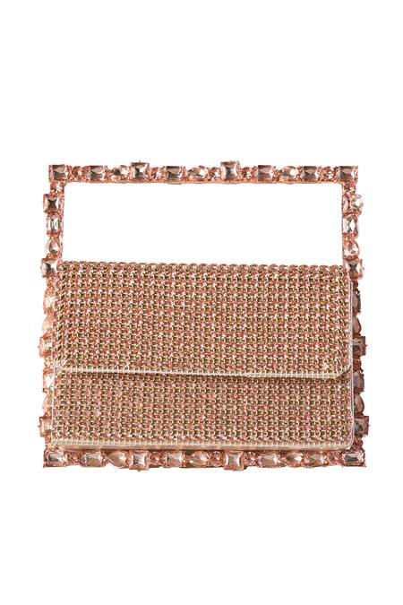 Buy Nazaakat By Samara Singh Rose Gold Rhinestones Embellished Handbag Online at Aza Fashions Buy_Nazaakat By Samara Singh_Rose Gold Rhinestones Embellished Handbag _Online_at_Aza_Fashions
