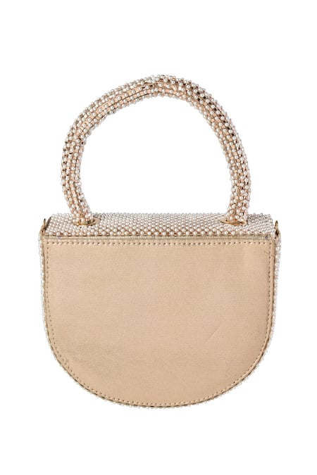 Nazaakat By Samara Singh Rose Gold Pearls Embellished Audrey Handbag Online at Aza Fashions Nazaakat By Samara Singh_Rose Gold Pearls Embellished Audrey Handbag _Online_at_Aza_Fashions