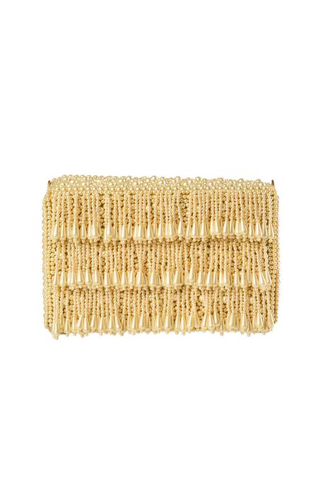 Nazaakat By Samara Singh Gold Pearls, Tassels Studded Rihana Handbag Online at Aza Fashions Nazaakat By Samara Singh_Gold Pearls, Tassels Studded Rihana Handbag _Online_at_Aza_Fashions