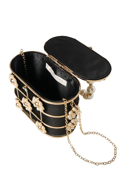 Buy Nazaakat By Samara Singh Black Pearls Velvet Embellished Handbag Online at Aza Fashions Buy_Nazaakat By Samara Singh_Black Pearls Velvet Embellished Handbag _Online_at_Aza_Fashions