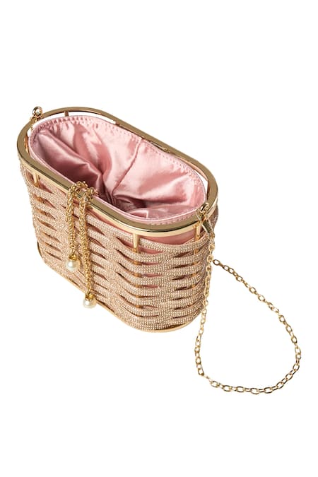 Nazaakat By Samara Singh Rose Gold Beads Bucket Bag Online at Aza Fashions Nazaakat By Samara Singh_Rose Gold Beads Bucket Bag _Online_at_Aza_Fashions