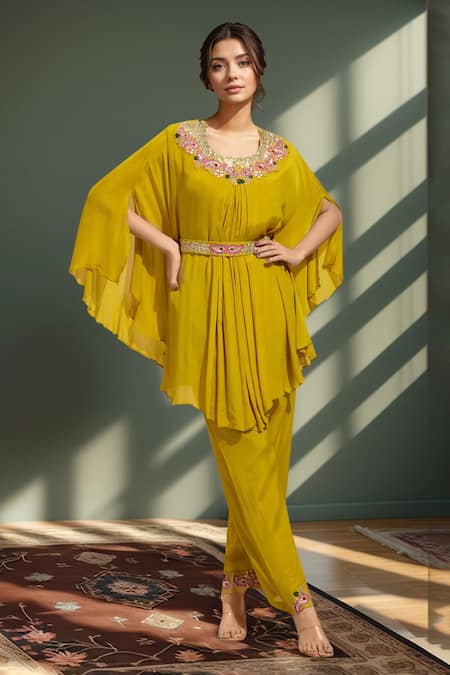 Samyukta Singhania Hand Embroidered Yellow Kurta Set