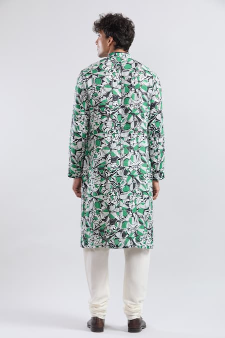 Shop_Anamika Khanna_Multi Color Cotton Embroidery Abstract Print Straight Kurta _at_Aza_Fashions