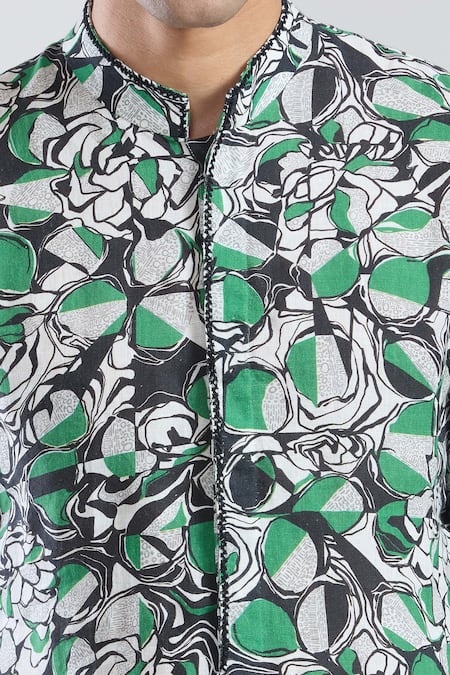 Anamika Khanna_Multi Color Cotton Embroidery Abstract Print Straight Kurta _at_Aza_Fashions