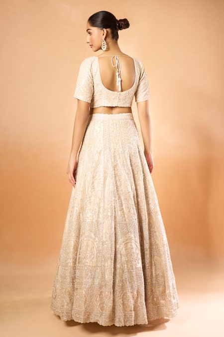 Azeera Gold Floral Embroidered Lehenga Set