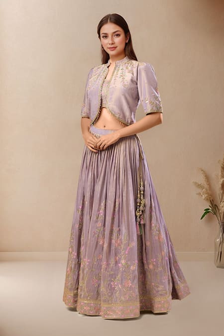 Samyukta Singhania Embroidered Purple Lehenga Set 