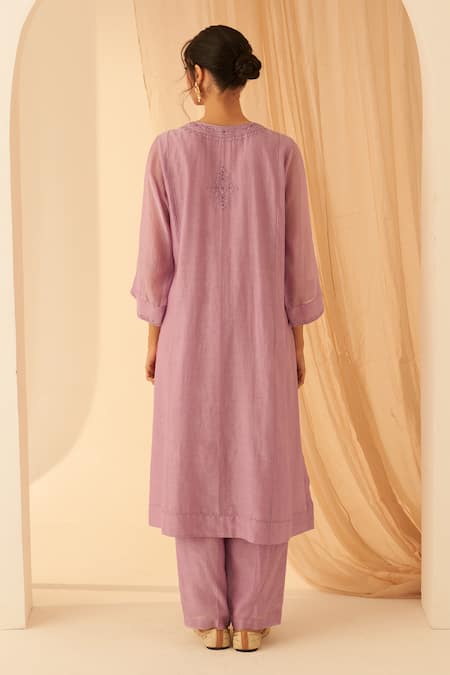 Janki India Lilac Chanderi Kurta Set 