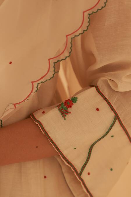 Buy Janki India Ivory Chanderi, Cotton, Organza Embroidery Round Neck Kurta Set With Dupatta Online at Aza Fashions Buy_Janki India_Ivory Chanderi, Cotton, Organza Embroidery Round Neck Kurta Set With Dupatta _Online_at_Aza_Fashions