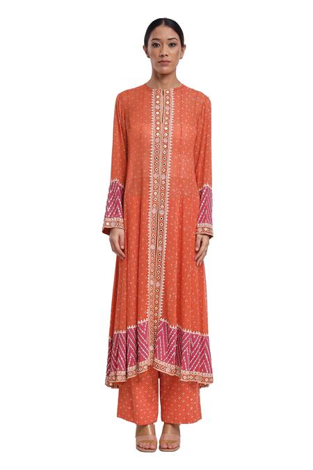 Buy Surbhi Gupta Orange Georgette, Cotton Satin, Silk Organza Hand Block Printed Anarkali Set Online at Aza Fashions Buy_Surbhi Gupta_Orange Georgette, Cotton Satin, Silk Organza Hand Block Printed Anarkali Set _Online_at_Aza_Fashions