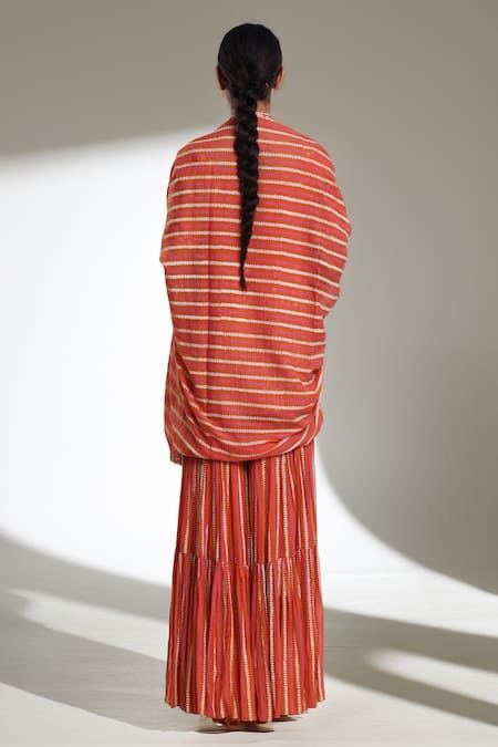 Surbhi Gupta Block Printed Orange Kurta Set 