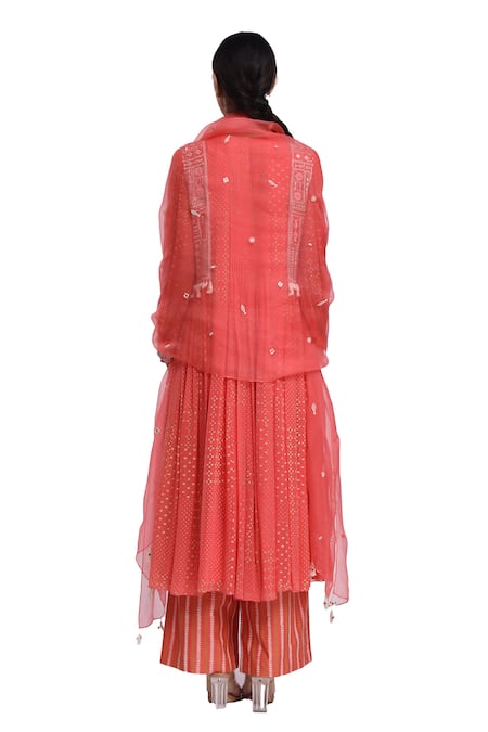 Surbhi Gupta Pink Hand Block Printed Kurta Set 