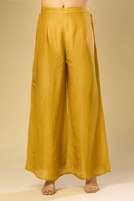 Samyukta Singhania Yellow Silk Embroidery Round Neck Botanic Anarkali Set at Aza Fashions Samyukta Singhania_Yellow Silk Embroidery Round Neck Botanic Anarkali Set_at_Aza_Fashions