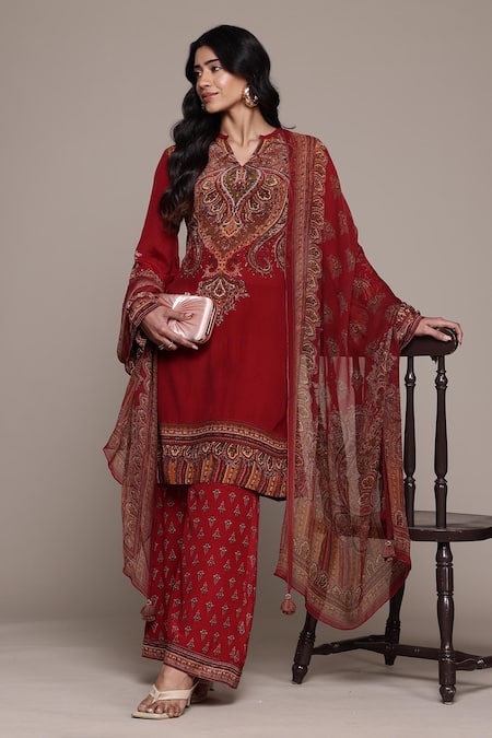 Ritu Kumar Red Adrika Kurta Set 