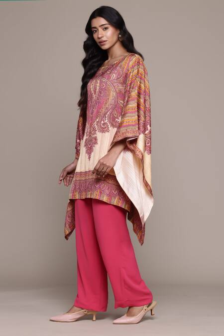 Ritu Kumar Beige Cotton Round Neck Asymmetrical Printed Kurti Online at Aza Fashions Ritu Kumar_Beige Cotton Round Neck Asymmetrical Printed Kurti _Online_at_Aza_Fashions