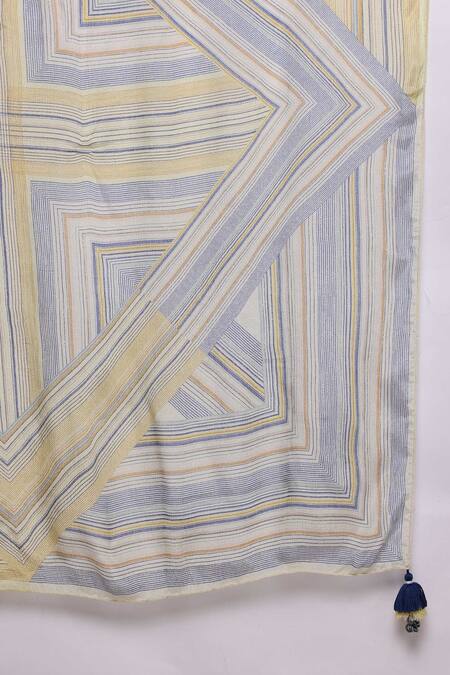 Buy_Ritu Kumar_Beige Viscose Tassels Collared Apeksha Kurta Set With Pant And Dupatta_Online_at_Aza_Fashions