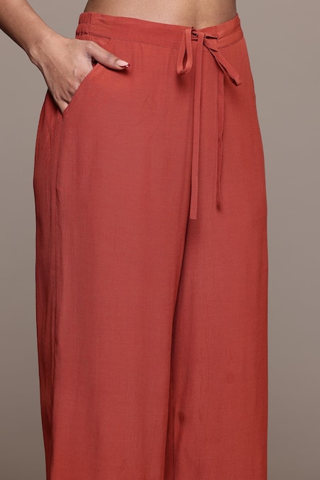 Buy Ritu Kumar Rust Cotton Sequins, Embroidery Round Neck Arith Kurta Set With Pant And Dupatta Online at Aza Fashions Buy_Ritu Kumar_Rust Cotton Sequins, Embroidery Round Neck Arith Kurta Set With Pant And Dupatta _Online_at_Aza_Fashions