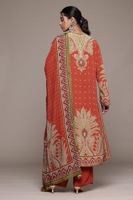 Shop Ritu Kumar Rust Cotton Sequins, Embroidery Round Neck Arith Kurta Set With Pant And Dupatta at Aza Fashions Shop_Ritu Kumar_Rust Cotton Sequins, Embroidery Round Neck Arith Kurta Set With Pant And Dupatta _at_Aza_Fashions